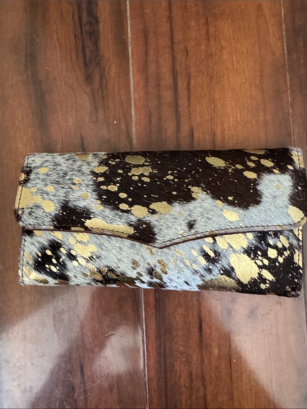 Gold Splatter Cowhide Envelope wallet